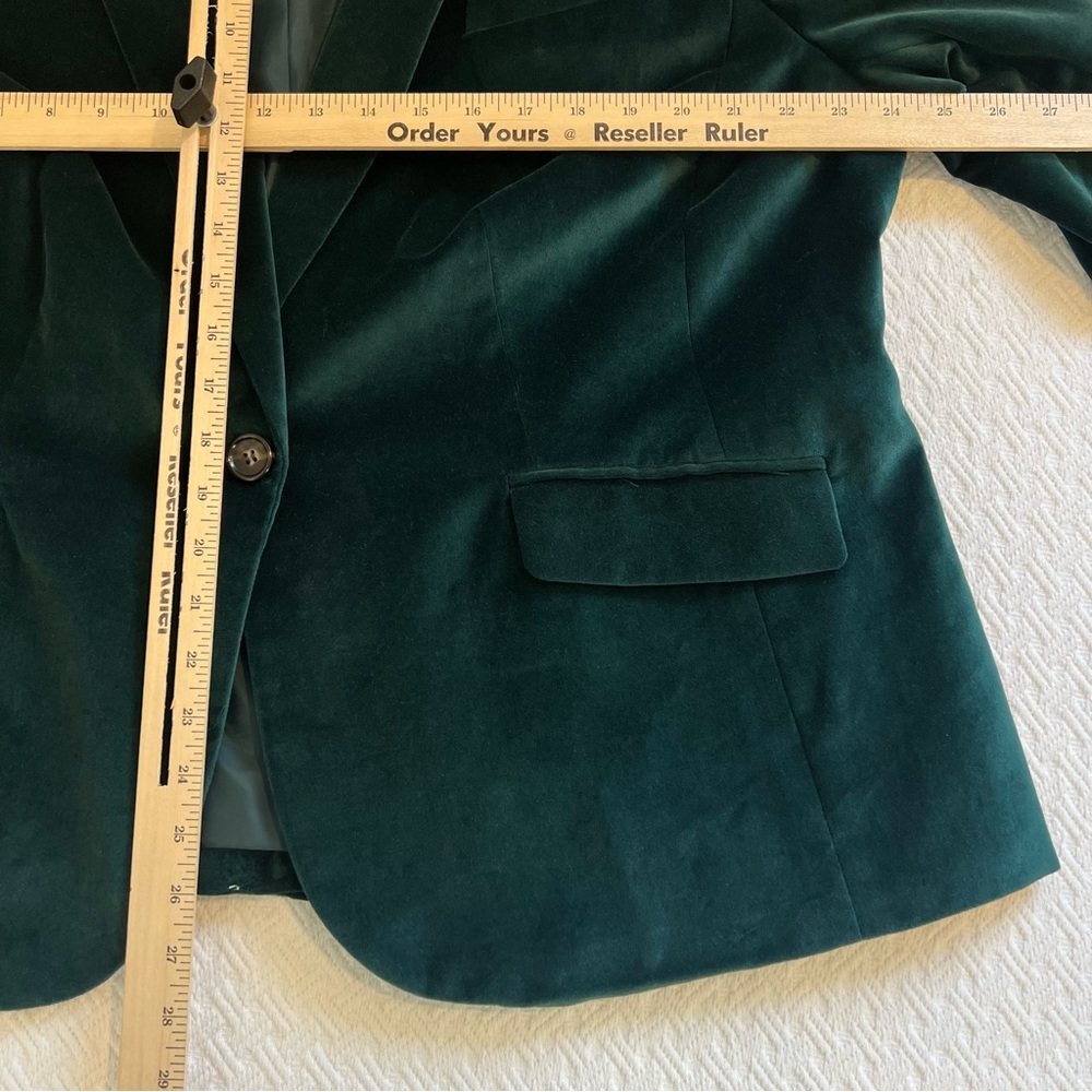 Talbots Emerald Green Velvet Blazer Jacket 20 W P (petite) Cotton formal office - Picture 10 of 12